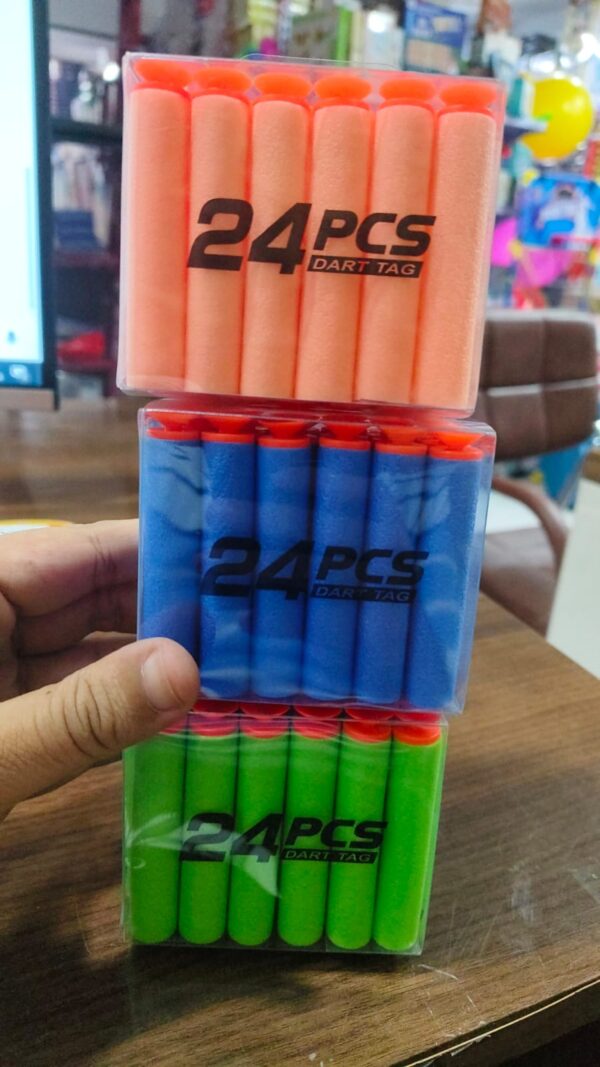 24 Pieces Soft Nerf Dart Stick-On Foam Nerf Bullets Nerf Canon Blasters Refill Darts - Multicolor Random Colors