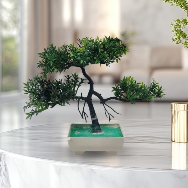 Green Artificial Bonsai Tree ( 1 Piece )–   Bonsai Tree Room Decor for Home, Office & Bedroom | Best Artificial plaster Pot