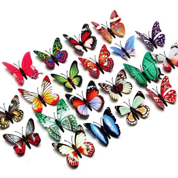Pack of 12  3D Simulation Butterfly Fridge Magnet Decoration Craft buterfly magnets Butterfly Picks Ornaments Wall Decor (Random Design)