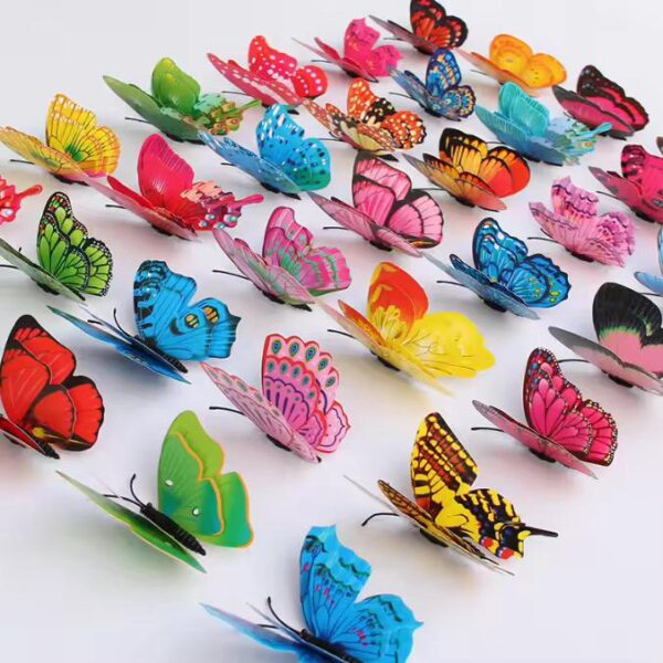Pack of 12  3D Simulation Butterfly Fridge Magnet Decoration Craft buterfly magnets Butterfly Picks Ornaments Wall Decor (Random Design)