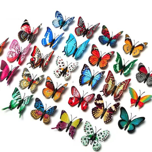 Pack of 12  3D Simulation Butterfly Fridge Magnet Decoration Craft buterfly magnets Butterfly Picks Ornaments Wall Decor (Random Design)
