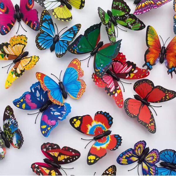 Pack of 12  3D Simulation Butterfly Fridge Magnet Decoration Craft buterfly magnets Butterfly Picks Ornaments Wall Decor (Random Design)