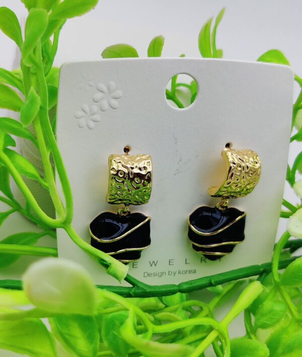 Imported Sophisticated Sculpted Heart Earrings - Gold Accents | Artificial Earrings For Girls & Women