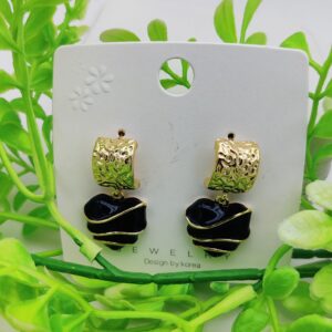 Imported Sophisticated Sculpted Heart Earrings - Gold Accents | Artificial Earrings For Girls & Women