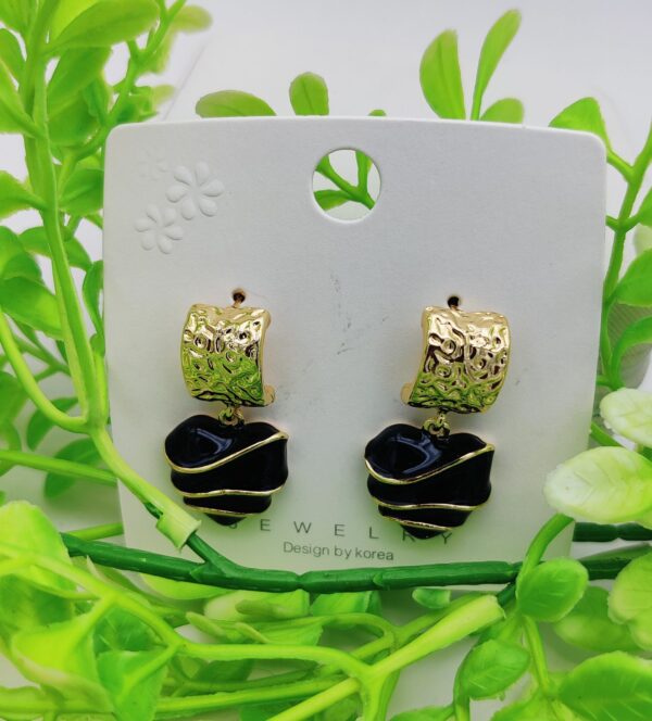 Imported Sophisticated Sculpted Heart Earrings - Gold Accents | Artificial Earrings For Girls & Women