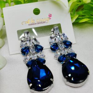 Imported Elegant Blue Crystal Drop Earrings – Glamorous Fashion Jewelry | Best Quality Artificial Earrings For Girls & Women