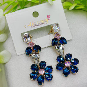 Imported Elegant Floral Crystal Drop Earrings | Artificial Earrings For Girls | Earrings For Women