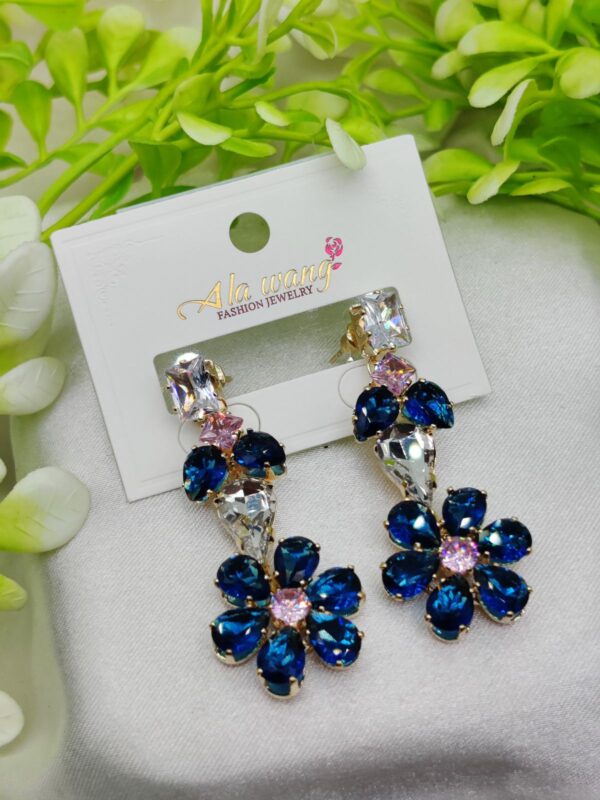 Imported Elegant Floral Crystal Drop Earrings | Artificial Earrings For Girls | Earrings For Women