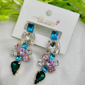 Imported Enchanting Multicolor Gemstone Dangle Earrings - Dazzling Statement Jewelry