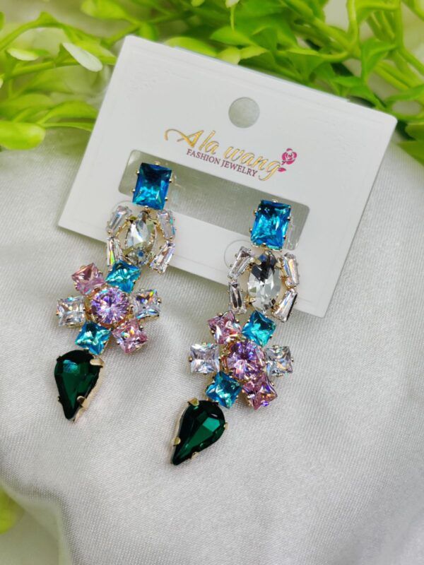 Imported Enchanting Multicolor Gemstone Dangle Earrings - Dazzling Statement Jewelry