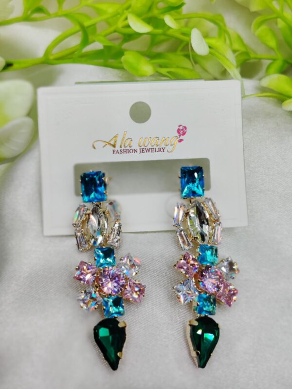 Imported Enchanting Multicolor Gemstone Dangle Earrings - Dazzling Statement Jewelry