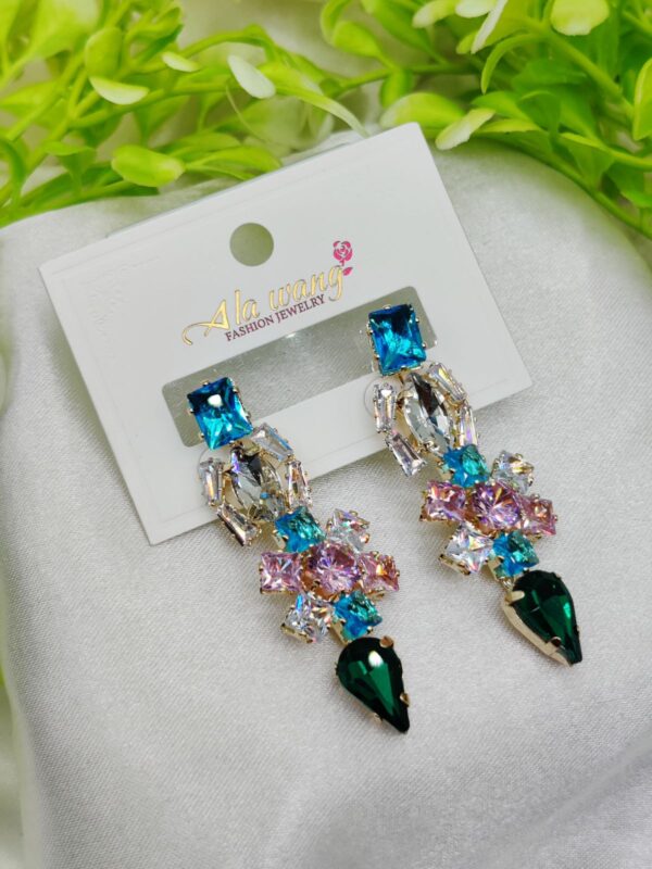 Imported Enchanting Multicolor Gemstone Dangle Earrings - Dazzling Statement Jewelry