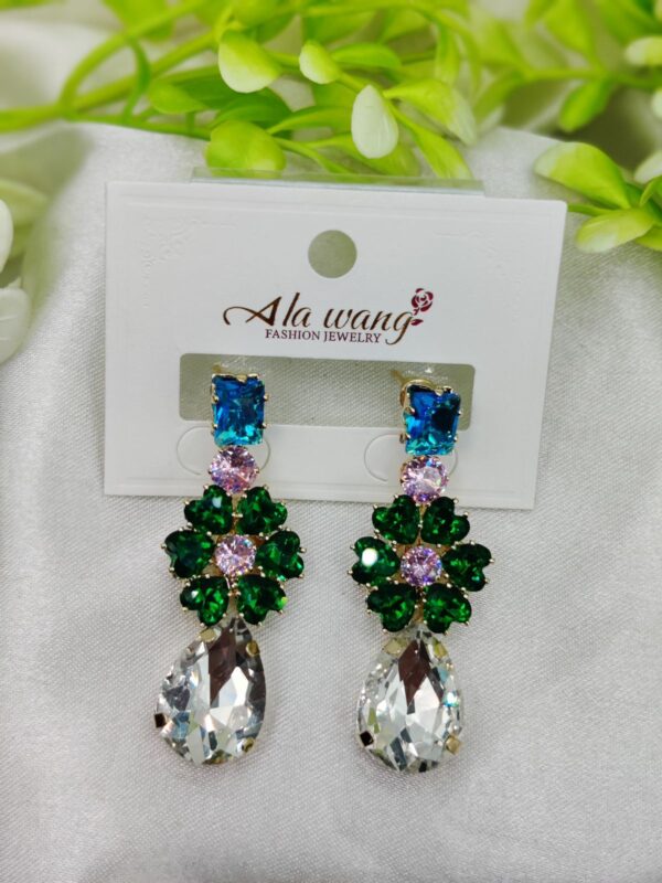 Imported Exquisite Gemstone Drop Earrings – Dazzle in Multicolor Elegance | Best Quality Artificial Earrings For Girls & Women | Jewelry For Girls & Women