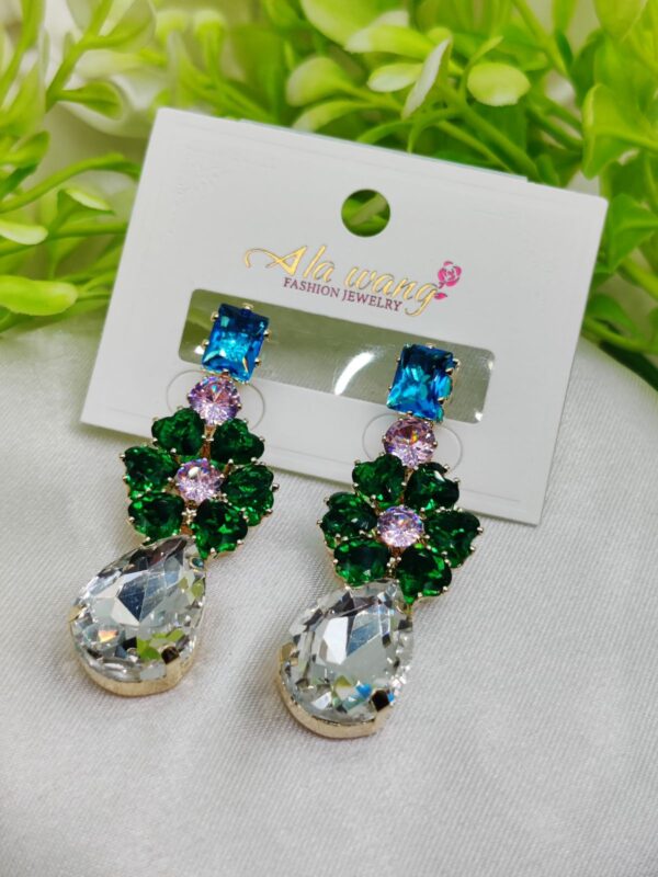 Imported Exquisite Gemstone Drop Earrings – Dazzle in Multicolor Elegance | Best Quality Artificial Earrings For Girls & Women | Jewelry For Girls & Women