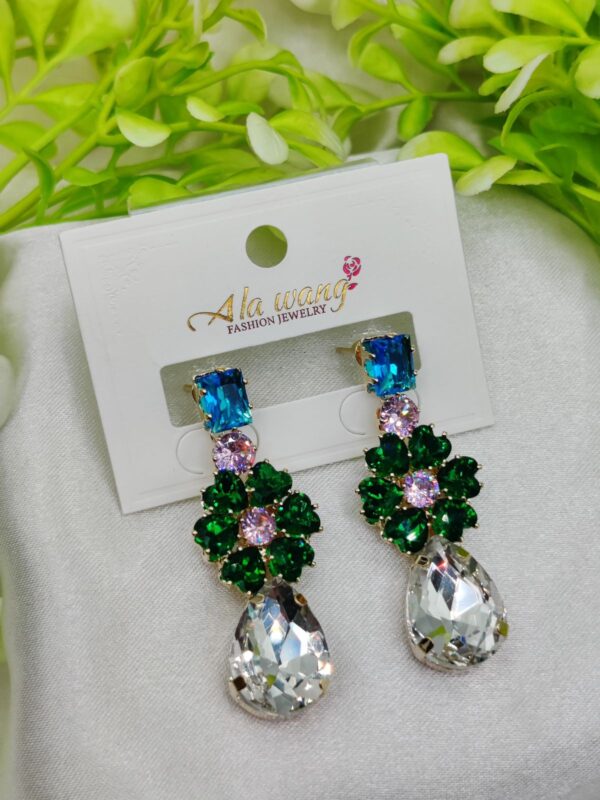 Imported Exquisite Gemstone Drop Earrings – Dazzle in Multicolor Elegance | Best Quality Artificial Earrings For Girls & Women | Jewelry For Girls & Women