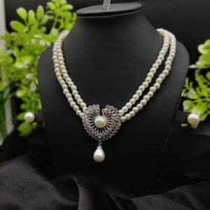 Imported Exquisite Double-Strand Pearl Necklace with Radiant Heart Pendant | Girls & Women Fashion