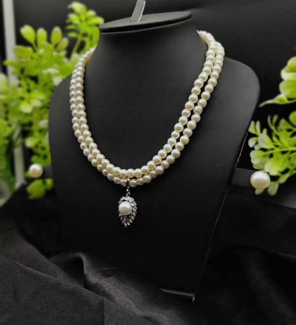 Imported Elegant Double-Strand Pearl Necklace with Delicate Pendant | Girls & Women Fashion