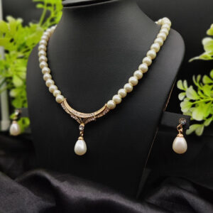 Imported Elegant Gold-Plated Pearl Necklace with Teardrop Pendant | Girls & Women Fashion