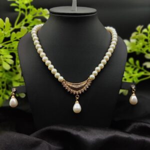 ✨ Imported Pearl Perfection Dual-Strand Necklace Set with Elegant Teardrop Pendant ✨ | Artificial Necklace For Girls & Women