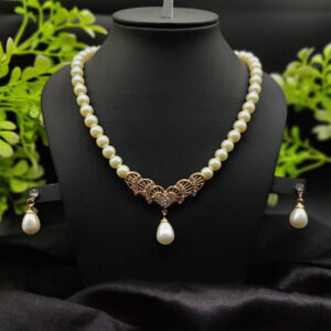 Imported Timeless Pearl Elegance Necklace Set with Drop Earrings | Girls & Women Fashion
