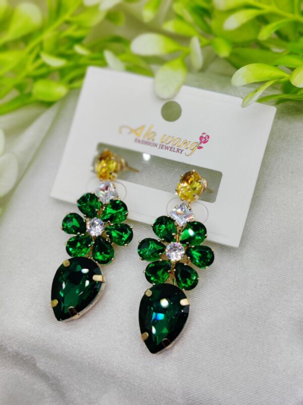 Imported Emerald Radiance Floral Drop Earrings – A Royal Statement | Luxury Looks Earrings For Girls & Women