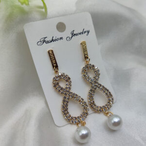 Imported Infinity Charm Pearl Drop Earrings - Sparkling Elegance | Best Quality Artificial Earrings For Girls