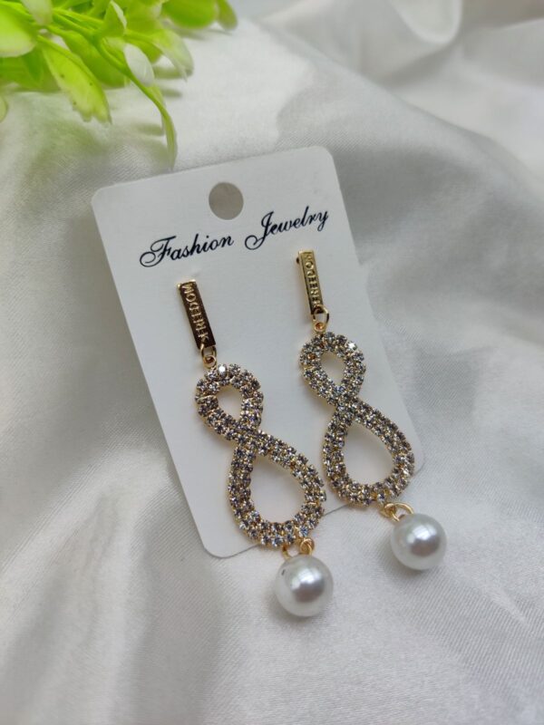 Imported Infinity Charm Pearl Drop Earrings - Sparkling Elegance | Best Quality Artificial Earrings For Girls