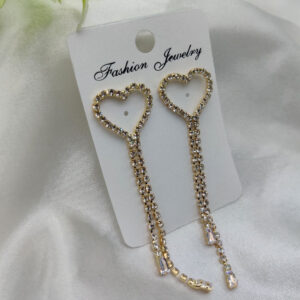 Imported Radiant Heart-Shaped Dangle Earrings with Crystal Detailing | Best Quality Artificial Earrings For Girls & Women