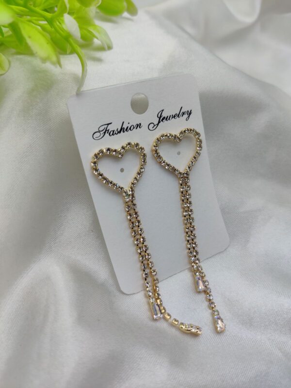 Imported Radiant Heart-Shaped Dangle Earrings with Crystal Detailing | Best Quality Artificial Earrings For Girls & Women