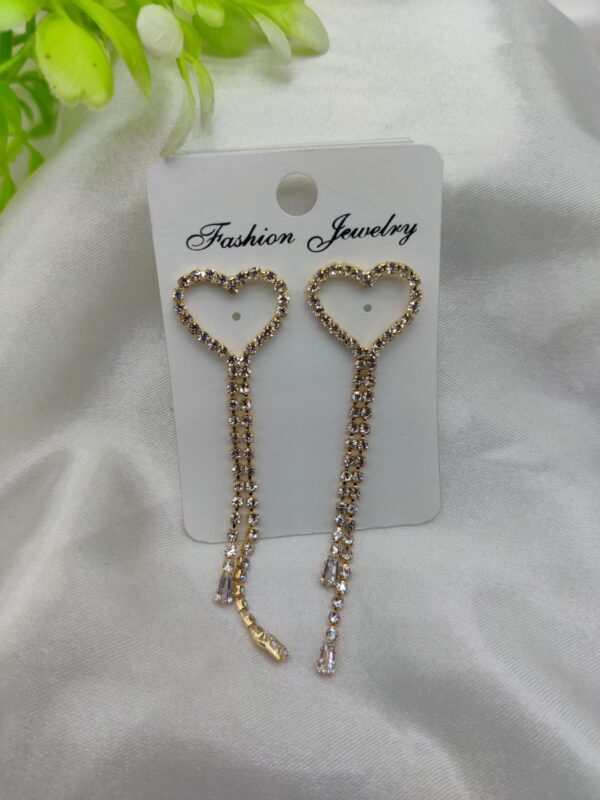 Imported Radiant Heart-Shaped Dangle Earrings with Crystal Detailing | Best Quality Artificial Earrings For Girls & Women