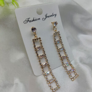 Imported Elegant Geometric Rhinestone Drop Earrings | Best Quality Earrings For Girls & Women
