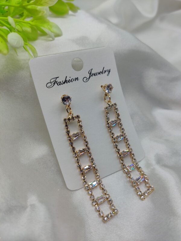 Imported Elegant Geometric Rhinestone Drop Earrings | Best Quality Earrings For Girls & Women