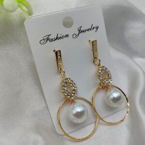 Imported Elegant Pearl Hoop Earrings with Dazzling Crystal Accents – Luxe Fashion Jewelry | Best Quality Earrings For Girls & Women