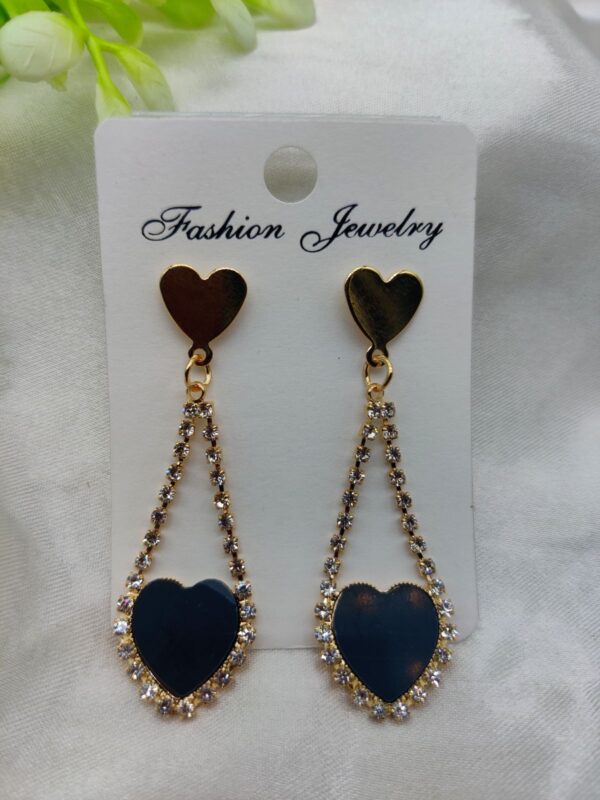 Imported Charming Heart Pendant Earrings with Glittering Crystal Trim | Earrings | Artificial Earrings