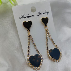 Imported Charming Heart Pendant Earrings with Glittering Crystal Trim | Earrings | Artificial Earrings