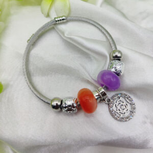 1 Piece Imported Elegant Pandora Bracelet with Rose Charm and Beaded Accents | Best Quality Bracelet For Girls & Women | Girls & Women Jewellery