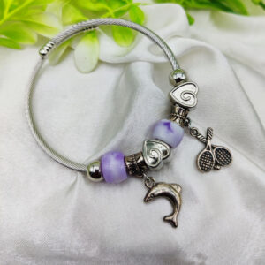 Imported Elegant Dolphin Charm Pandora Bracelet with Purple Accents | Best Quality Bracelet For Girls & Women | Girls & Women Jewellery