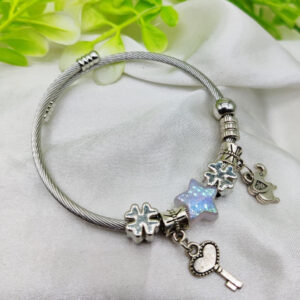 1 Piece Imported Elegant Pandora-Style Charm Bracelet - Starry Opalescent Design | Best Quality Artificial Bracelet For Girls & Women