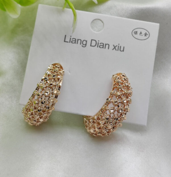 Imported Elegant Textured Hoop Earrings – Dazzling Gold Finish Earrings - Luxurious Gold Finish | Best Quality Artificial Earrings For Girls & Women