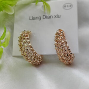 Imported Elegant Textured Hoop Earrings – Dazzling Gold Finish Earrings - Luxurious Gold Finish | Best Quality Artificial Earrings For Girls & Women