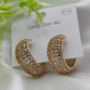 Imported Elegant Glitter Hoop Earrings - Statement Style Earrings - Luxurious Gold Finish | Best Quality Artificial Earrings For Girls & Women