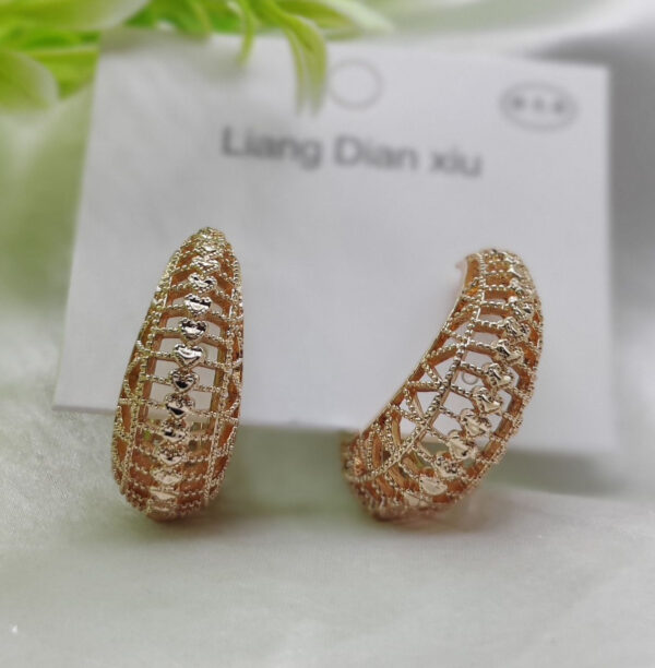 Imported Elegant Hollow Heart Design Gold-Plated Hoop Earrings - Luxurious Gold Finish | Best Quality Artificial Earrings For Girls & Women