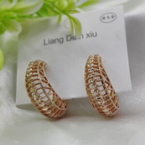 Imported Elegant Hollow Heart Design Gold-Plated Hoop Earrings - Luxurious Gold Finish | Best Quality Artificial Earrings For Girls & Women