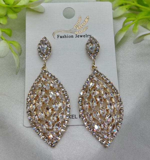 Imported Luxury Crystal Drop Earrings - Intricately Designed for Elegance - Luxurious Gold Finish | Best Quality Artificial Earrings For Girls & Women