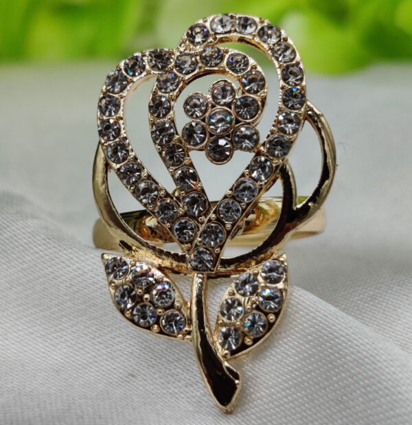 1 Piece Imported Sparkling Floral Elegance Adjustable Ring | Elegant Design Adjustable Ring For Girls & Women