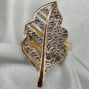 1 Piece Imported Elegant Crystal-Studded Leaf Ring | Best Quality Ring For Girls & Women | Adjustable Ring | Elegant Design Ring For Every Occasion 