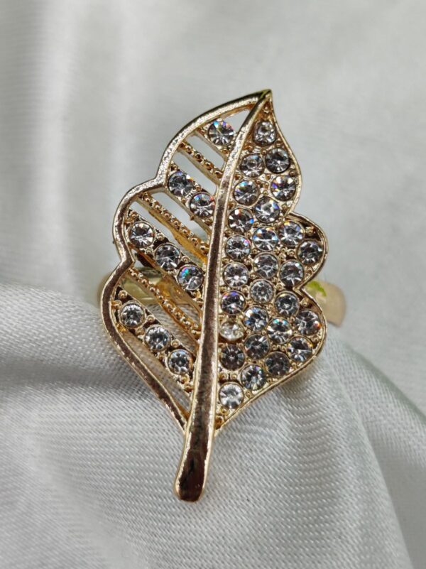 1 Piece Imported Elegant Crystal-Studded Leaf Ring | Best Quality Ring For Girls & Women | Adjustable Ring | Elegant Design Ring For Every Occasion 