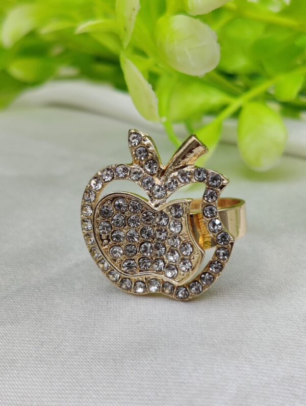 1 Piece Imported Glittering Crystal Apple Ring – Elegance Redefined ✨ | Luxurious Design Ring | Adjustable Ring | Ring For Girls & Women