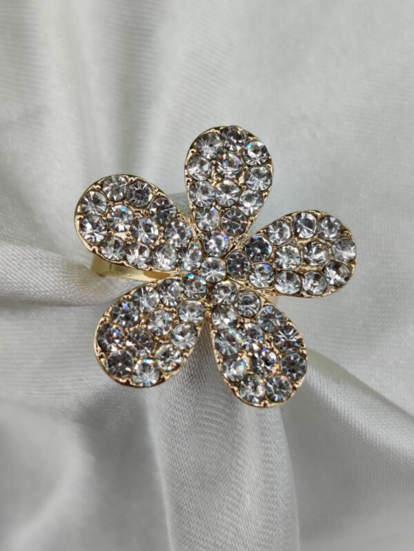 1 Piece Imported Sparkling Floral Crystal Ring – Radiant Elegance in Every Petal! | Luxurious Design Ring | Adjustable Ring | Ring For Girls & Women