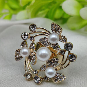 1 Piece Imported Exquisite Floral Pearl Ring – A Symphony of Elegance and Sparkle 🌟 | Luxurious Design Ring | Adjustable Ring | Ring For Girls & Women